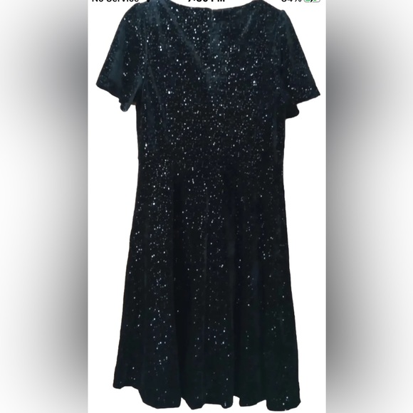 Talbots RSVP Velvet Sequined Dress Womens Size 8 Fit & Flair Short Black Lined - Picture 6 of 7